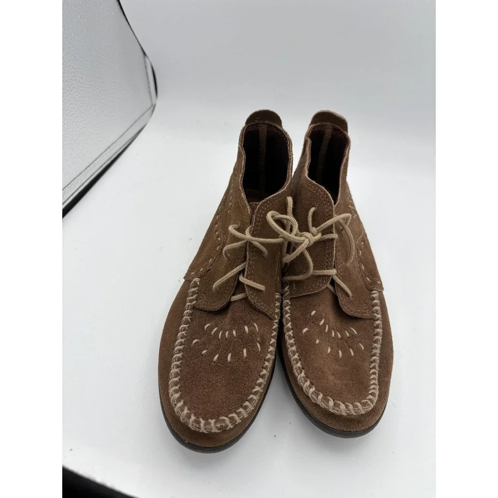 Minnetonka Boots Womens Size 7 Brown Suede Chukka Moccasin Ankle Lace Up Booties